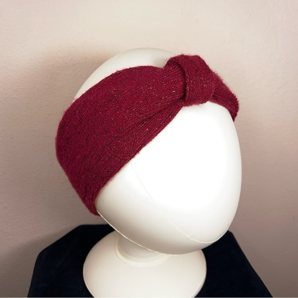 BURGUNDY GLITTER KNIT HEADBAND WOMENS - Picture 4 of 7